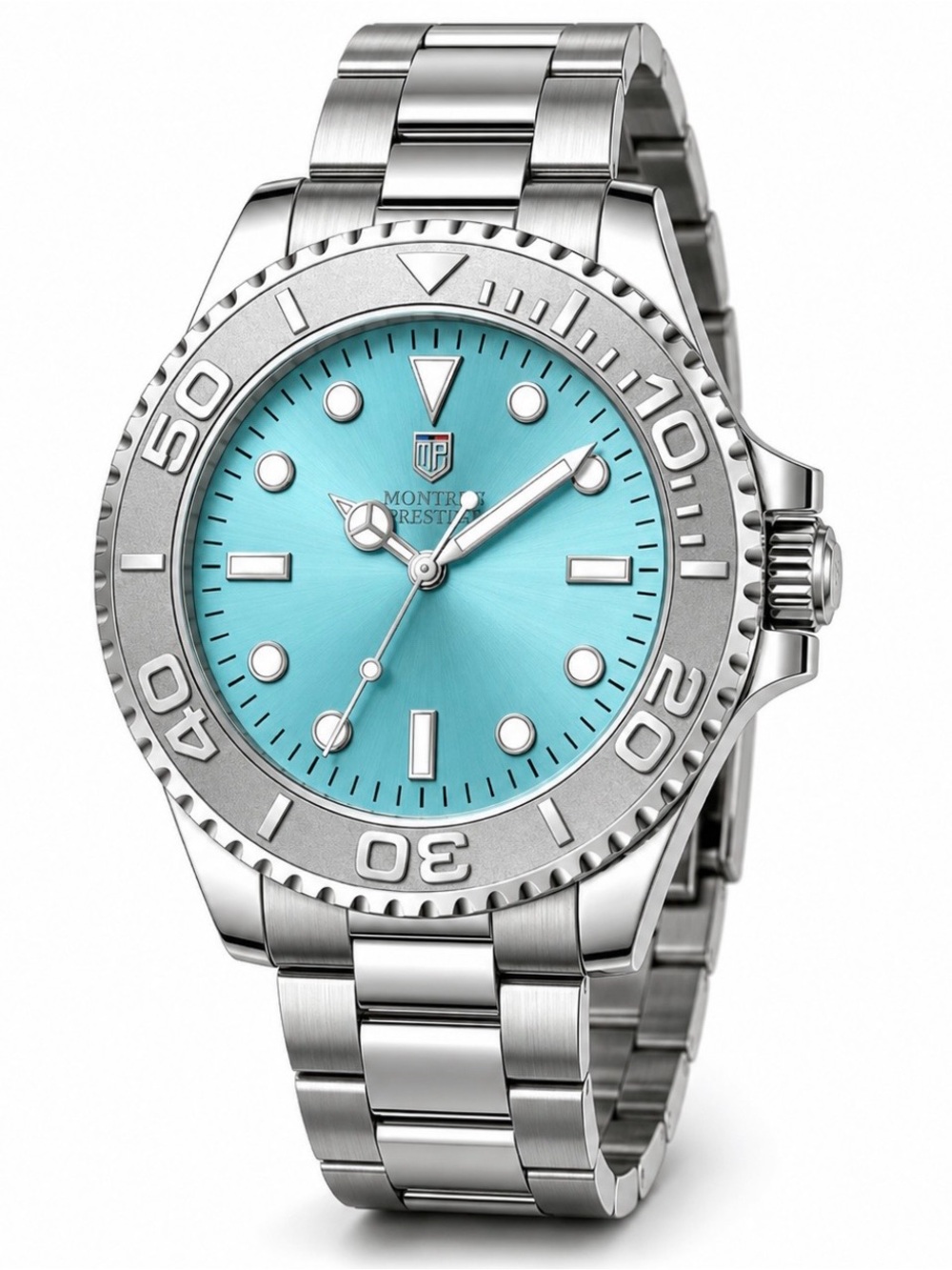 Montres Prestige Men's Watch - 43mm, Silver & Blue Dial NEW